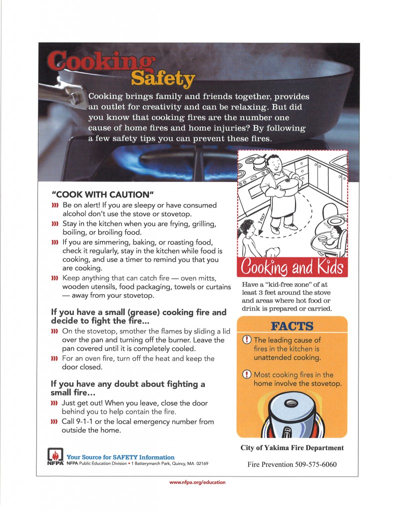 October Safety Tip - Cooking Fires | Yakima Fire Department