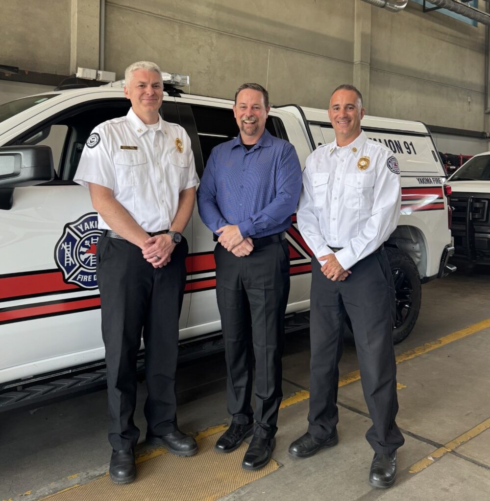 Fire Chief and Deputy Chief's standing in front of BT91